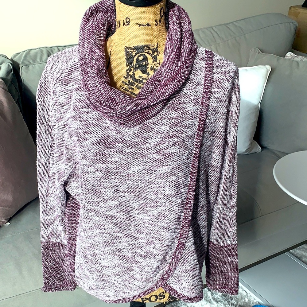 Calvin Klein Performance Marled Purple Cowl Neck Sweater